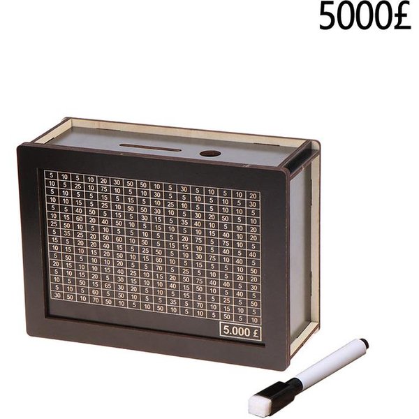 1000/2000/3000/5000/10000 FuntóW Brytyjskich Skarbonka Drewniana Skarbonka Z MożLiwośCią Ponownego UżYcia Ze Celem OszczęDzania I Numerowanymi PrzegróDkami Gray-image