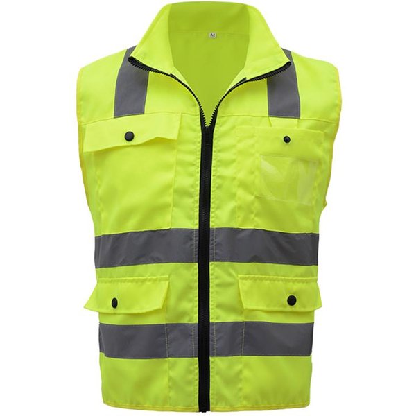 Sfvest Kamizelka Odblaskowa O Wysokiej WidocznośCi Kamizelka Odblaskowa Multi Pockets Workwear Security L żółTy-image