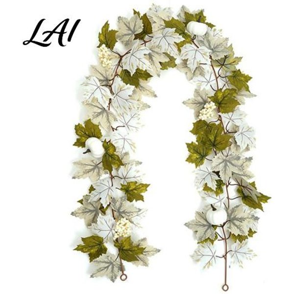 Guirnalda De OtoñO Resistente A La Intemperie Corona De Hojas De Arce Artificiales Enredadera De OtoñO Con PiñAs Calabazas Hojas Falsas Reutilizables DecoracióN Colgante Para AccióN De Gracias B-image