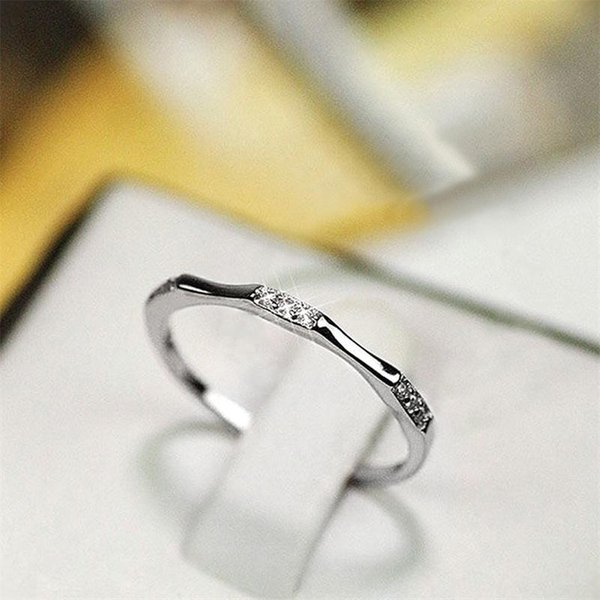 Huitan Exquisitos Anillos Delgados Con Circonita CúBica Para Mujer Uso Diario Moda VersáTil Accesorio Femenino Regalo JoyeríA De Moda 9-image
