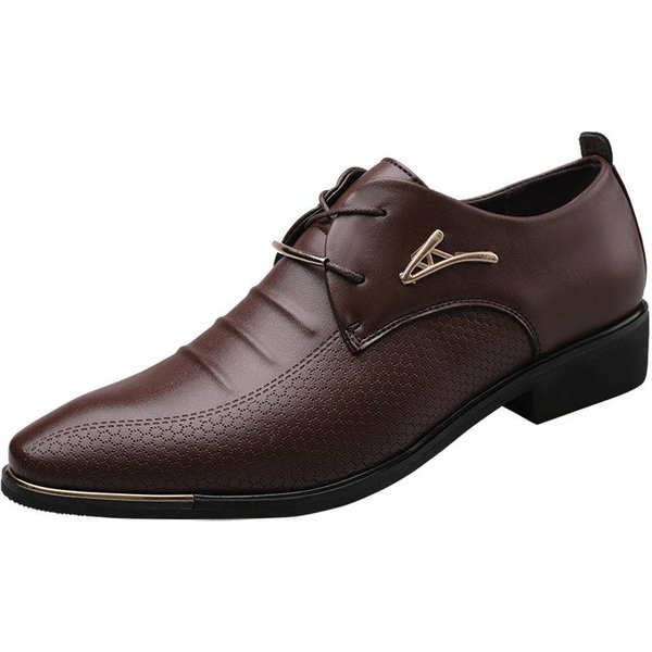 Wiosenne Nowe DużE Rozmiary MęSkie SkóRzane Buty Biznesowe Buty Wizytowe MęSkie Sznurowane Buty Codzienne 48 BrąZowy-image