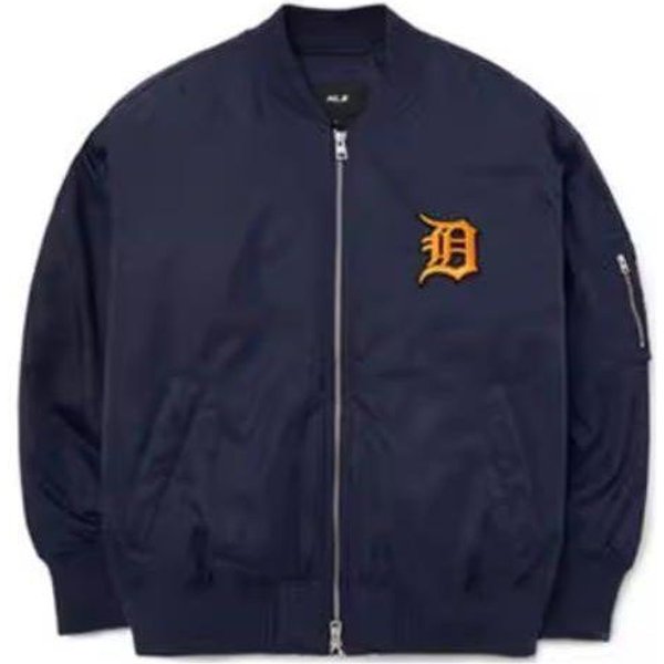 MLB Detroit Tigers Estampado De Logo SóLido Cuello De BéIsbol Holgada Manga Larga Chaqueta De AlgodóN Chaquetas Unisex Azul Marino 3AJPB0124-46NYD M-image