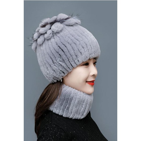 Gorro De Piel De Conejo Rex, Gorro De Piel De OtoñO E Invierno, Gorro De Lana Con Borlas, Gorro De Piel Grueso Y CáLido Con ProteccióN Para Los OíDos One Size-image