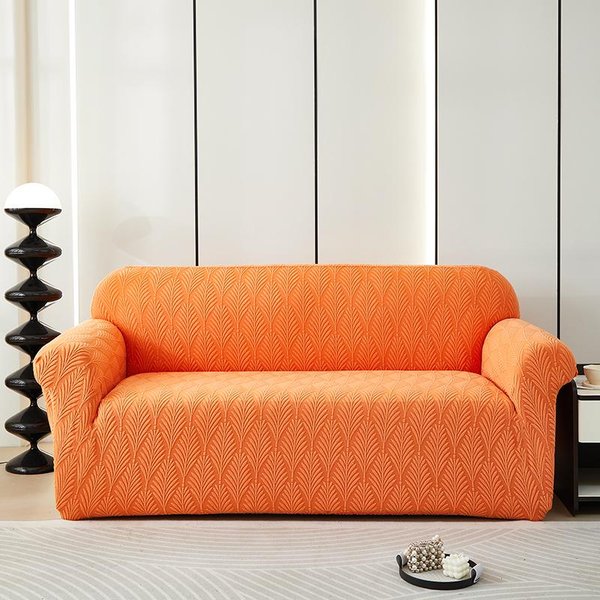 1 Pieza Funda De Sofá Jacquard EláStica Funda De Sofá EláStica Para Sala De Estar Protector ExtraíBle Lavable Funda Deslizante 1 Seater Naranja-image