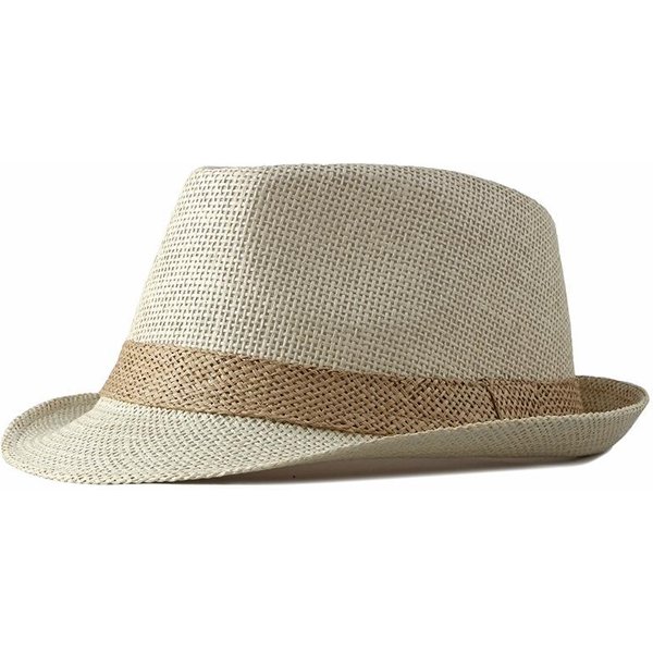 Sombrero Jazz Liso SóLido Para Hombre Sombrero De Playa Para Exteriores Sombrero De Paja Para Mujer Sombrero De Sombrilla Rayado Tejido Sombreros Fedoras De Sol Casuales Gorra Panama Gray-image