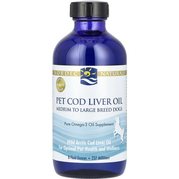 Nordic Naturals, Olej Z WąTroby Dorsza Dla ZwierząT, śRednie I DużE Psy, 8 Fl Oz (237 Ml) Blue-image