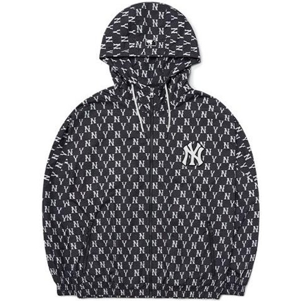MLB New York Yankees Logo Bluza Z Kapturem Z Nadrukiem Na CałEj Powierzchni Kurtka Jesienna Unisex Kurtki Czarna 3AWJM0121-50BKS M Gray-image