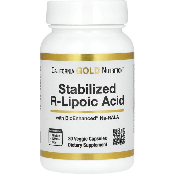 California Gold Nutrition, ÁCido R-Lipoico Estabilizado, 30 CáPsulas Vegetales-image