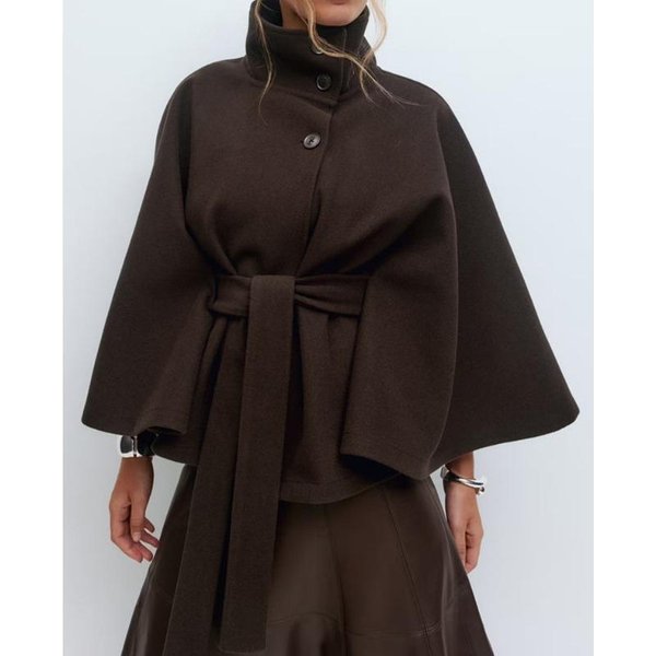 Bitced Damskie Vintage Casual Jednolity Kolor Nadruk Jesień Zima DłUgi RęKaw Kurtki & PłAszcze MięDzynarodowy Design M-image