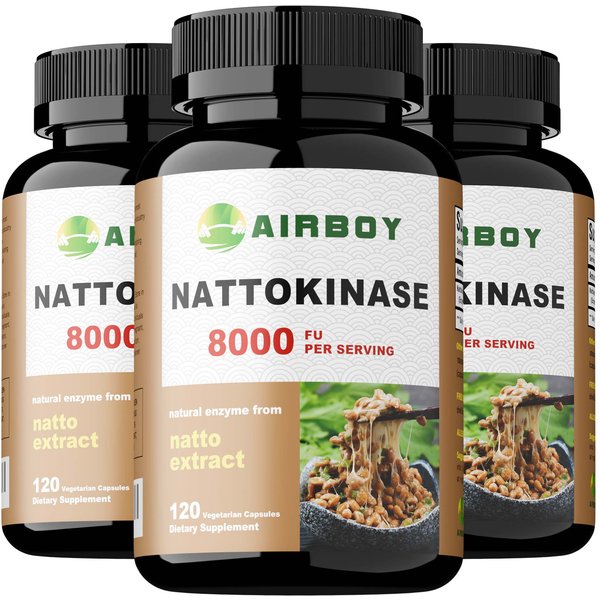 KapsułKi Nattokinazy, 8000 Fu Na KapsułKę, W PełNi Naturalne, 120 KapsułEk, Odpowiednie ZaróWno Dla MężCzyzn, Jak I Kobiet. 120*3-image