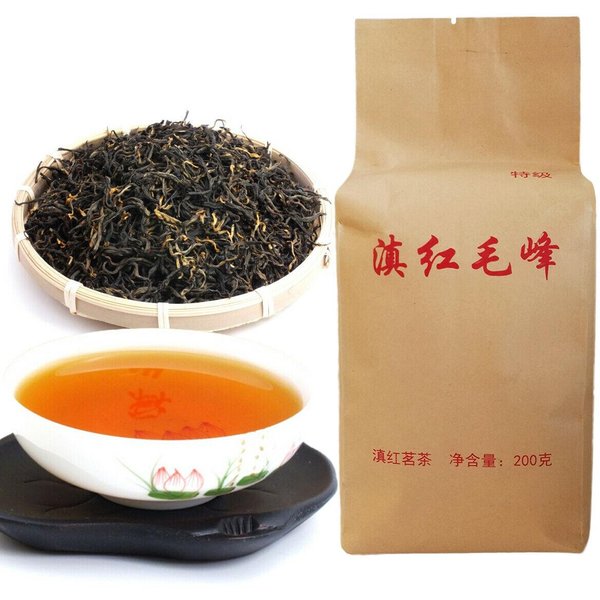 200 G De Té Negro Rojo Premium Dian Hong Hojas Sueltas Maofeng Té OrgáNico Congou Grande-image