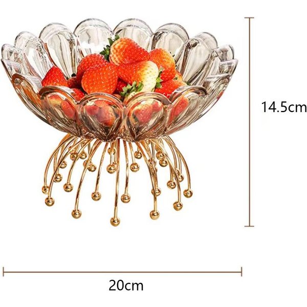 Plato De Fruta De Lujo Europeo Ligero, Mesa De Té Creativa Para Sala De Estar, Aperitivos, Fruta Seca, Plato De Vidrio De Pie Alto-image
