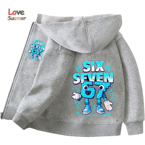 ChłOpcy DziewczęTa Unisex Kurtka 67 Bluza Z Kapturem Zapinana Na Zamek Sześć Siedem WłOski Brainrot Ukraść Brainrot Z Kapturem Codzienna Cienka GóRa Odzież DziecięCa Prezent 160-image
