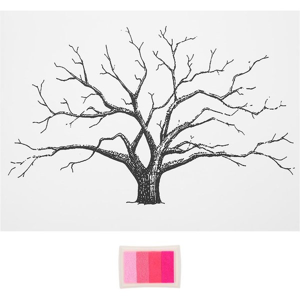 30X40Cm DIY Pintura De Huellas Dactilares Para Fiesta De Boda Libro De Firmas ÁRbol De Firmas DecoracióN Para El Hogar Con Almohadilla De Tinta-image