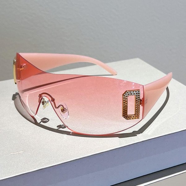 CláSico Y2K Modernas Gafas De Sol Sin Montura De Una Pieza Gafas Damas Para Hombres Lujo Estilo DiseñAdor Estilo Punk Gafas De Sol Deportivas Gafas De Sol UV400 Beige-image