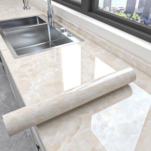 Adhesivo De ImitacióN De MáRmol A Prueba De Aceite Para Cocina, Papel Tapiz Autoadhesivo Impermeable, A Prueba De Humedad Y Resistente Al Calor Para Encimera 60Cm*10M-image