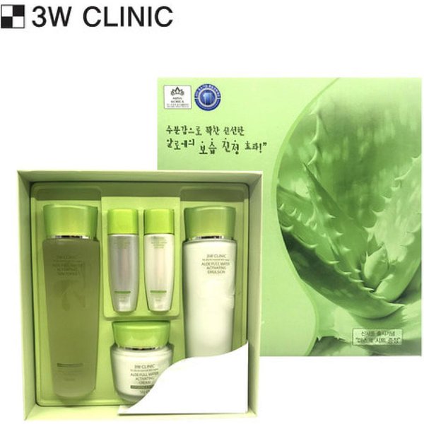 3w Clinic Aloe PełEn Wodny Aktywator PielęGnacji SkóRy 3 Zestaw (Tonik+Emulsja+Krem) Beige-image