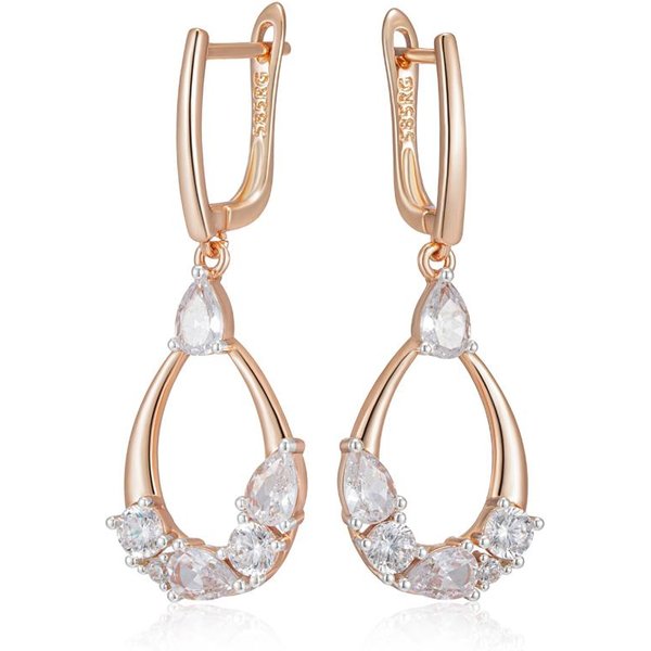 Pendientes Largos De Zirconia Natural De Lujo Para Mujer Color Oro Rosa Mezcla De Colores DiseñO ÚNico JoyeríA Para Novia Boda-image