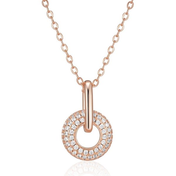 DiseñO Innovador Colgante Collar Zirconia Natural Completa Moda Color Oro Rosa Regalo RomáNtico JoyeríA Fina Diaria Para Mujeres Beige-image
