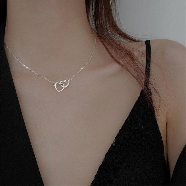 925 Srebrny Naszyjnik W KształCie Serca Wisiorek BiżUteria Dla Kobiet ŚLubny Choker Dz174 Srebro-image