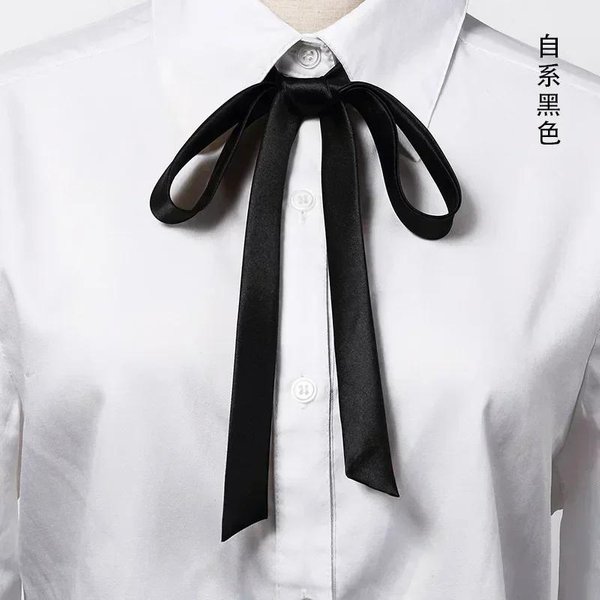 Corbata PequeñA Coreana Pajarita Estilo Universitario Uniforme Escolar Camisa Accesorios Para Hombre Mujer SeccióN Larga Lazos Cuellos Flores CN Negro-image
