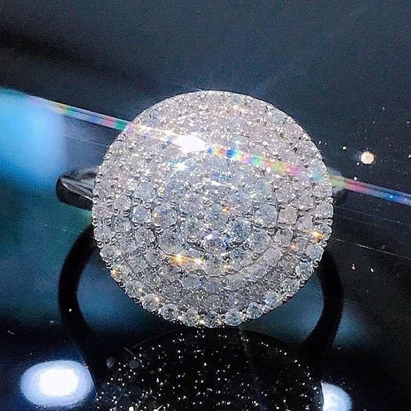 PierśCionki Sterlingowe CZ Dla Kobiet Modna Wszechstronna BiżUteria Damska PełNy Bling Iced Out Dodatki ŚLubne ZaręCzynowe 6 White-image