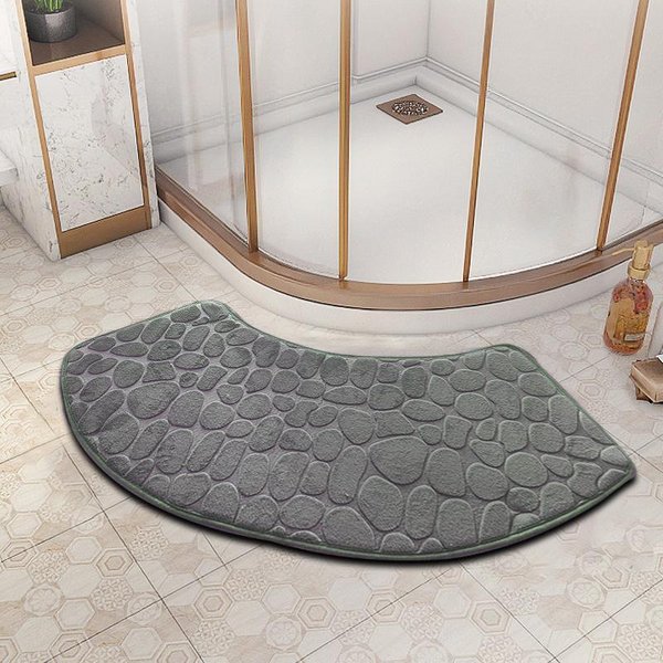 WygięTa Mata ŁAzienkowa Pogrubiona Mata AbsorbująCa Do Kabiny Prysznicowej Mata Pod Drzwi Toaleta ŁAzienka Mata AntypośLizgowa Odporna Na Zabrudzenia Mata WejśCiowa 100*40Cm Szary-image