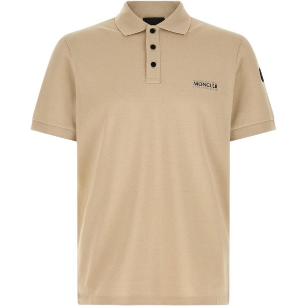 Camiseta Polo De Manga Corta Con Logo De Letras Moncler SS26 De Tres Botones Para Hombre Tops L10918A0000989A16216 XL Beige-image