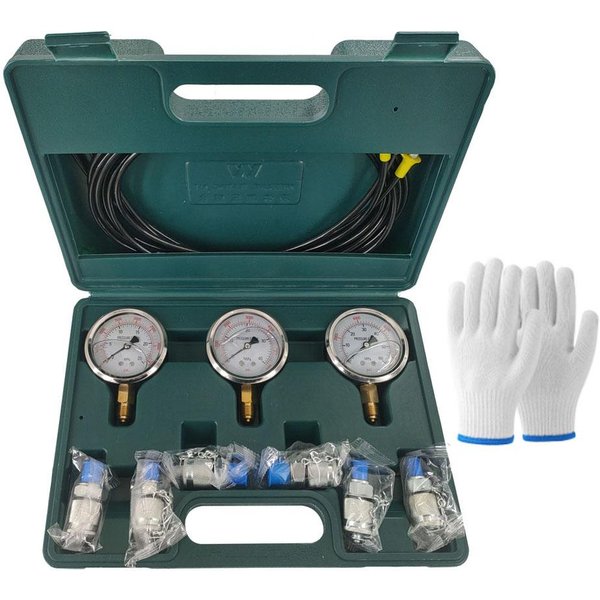 Zestaw Manometru Hydraulicznego Zestaw Hydrauliczny Koparki UrząDzenie Do Pomiaru CiśNienia Z 6 ZłąCzami Testowymi Zielony-image