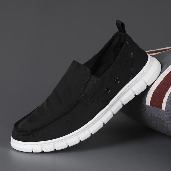 Wiosenne Buty PłóCienne MęSkie Buty BiałE Niskie PłAskie Buty MateriałOwe Styl KoreańSki Modne Wszechstronne Buty MateriałOwe Buty MęSkie 44 Black-image