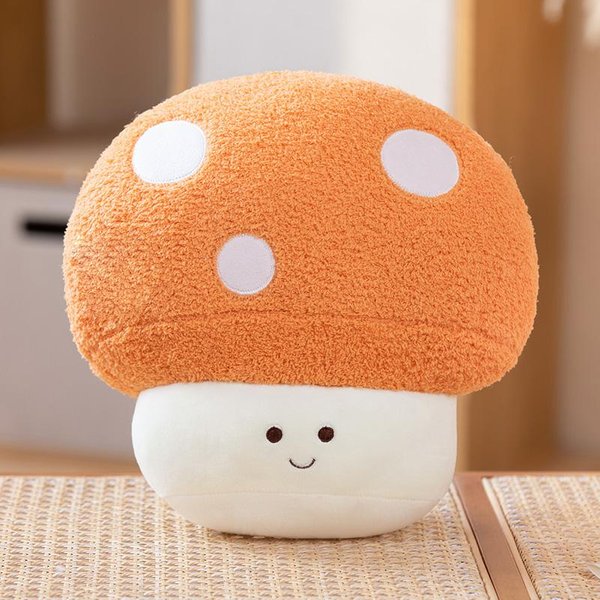 Pluszowe Grzyby Uroczy Pluszowy Grzybek Wypchane RośLiny Kawaii MięKkie Poduszki WystróJ Domu Prezent Dla Dzieci Czerwono-RóżOwy Niebieski Lalka Grzybek 30Cm PomarańCzowy-image