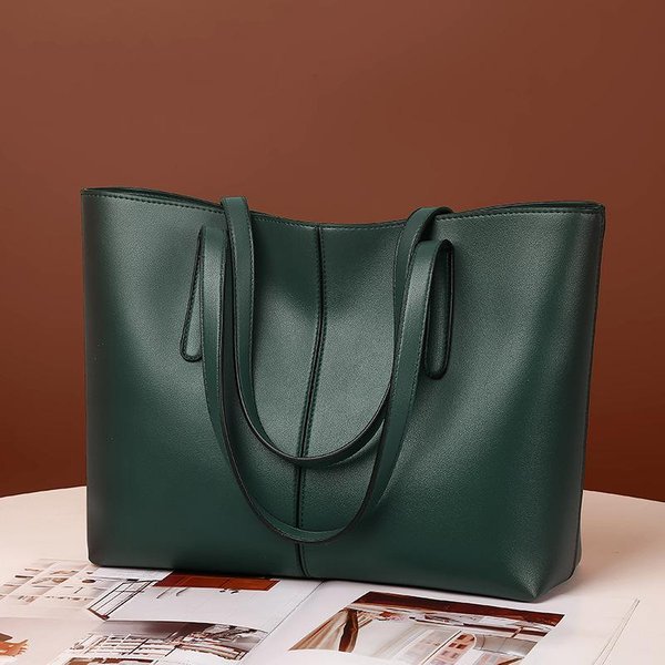 Bolso Bolso De Gran Capacidad Para Mujer Nuevo Bolso Tote De Gama Alta Bolso De Hombro Simple Para Viajes De Mujer Verde-image