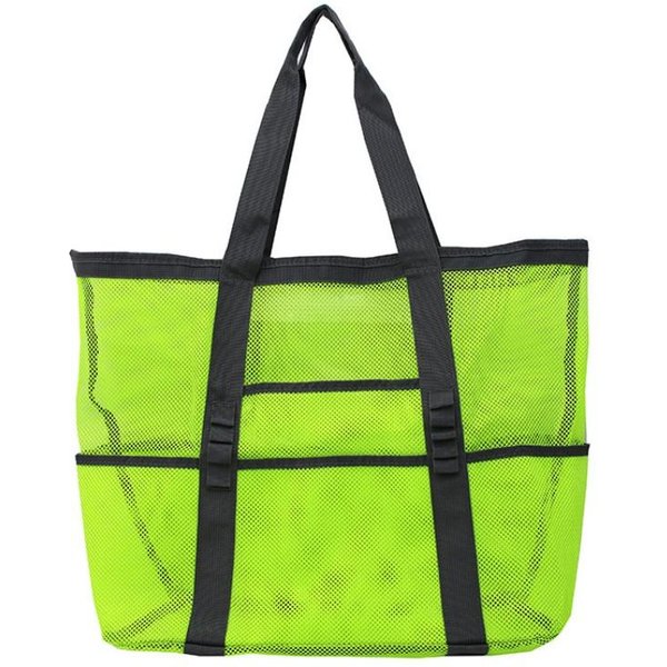 1 Pieza Bolsa De Playa De Malla De Gran Capacidad Bolsa A Prueba De Arena Plegable Oversize Ligera Bolsa De NatacióN Con Cremallera Para Vacaciones Playa Yellow-image