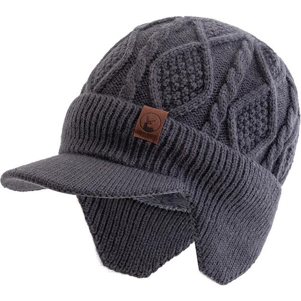 Gorro De Invierno Unisex Con Forro De Felpa Y Piel, CáLido Con Orejeras, Elegante Gorro Suave, Para Exterior, Grueso, Para Esquí Y Deportes, Gorro De Punto Negro-image