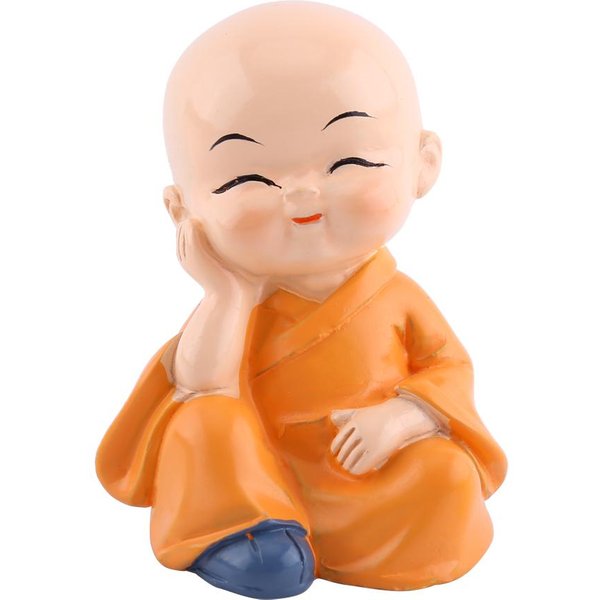 Adorno ArtesaníA De Resina Cuatro PequeñOs Monjes Buda Figurita DecoracióN Automotriz Para El Hogar-image