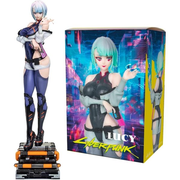 18CM Anime Gra Cyberpunk: Edgerunners Lucy Figurka StojąCa Model Anime Zabawka Figurka Akcji PVC Kolekcja Prezent With Box Blue-image