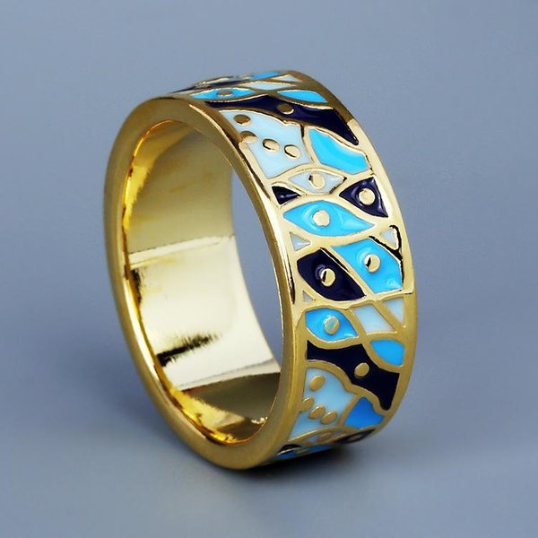 Anillo Femenino De Estilo ÉTnico ExóTico Retro Y Literario Hecho A Mano Pegamento Exquisito Moderno Anillos De Esmalte Coloridos No. 8 Beige-image