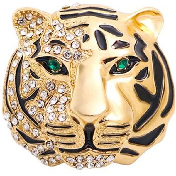 Broche De Tigre De PedreríA De Alta Gama Pin Para Solapa Retro Corsage Para Hombre Vestido Y Traje Broche De AleacióN-image