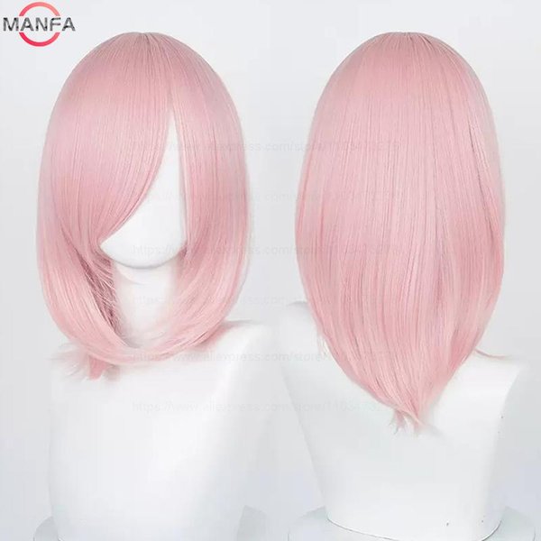 Peluca Cosplay Anime BáSica Mediana De 40 Cm Flequillo Rubio Negro Blanco Rojo Rosa Verde MarróN Dorado Azul Cabello SintéTico Resistente Al Calor Pelucas White-image