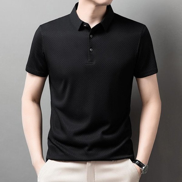 Camiseta De Manga Corta Para Hombre, Polo De Color SóLido, Verano, Solapa, Manga Media, Camiseta BáSica, Top, Camiseta Para Hombre 4XL-image