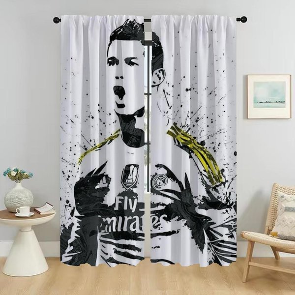 ZasłOny Do Sypialni ZasłOny Do WnęTrza Domu Ronaldo Do Salonu ZasłOna ZaciemniająCa Przepierzenie Dekoracja Halloween ŻAluzje W60Xh90Cmx2Pcs-Cl-image