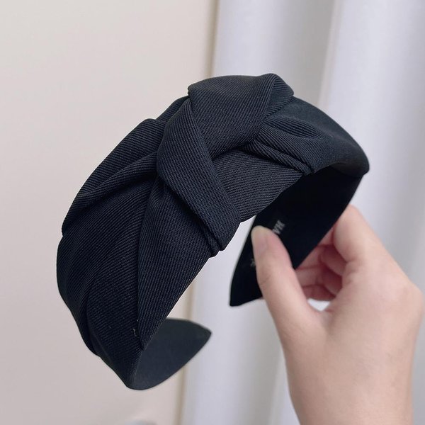 Diademas Vintage Para NiñAs Tela Diadema Ancha Nuevas Diademas Nudadas Para Mujeres Tocado Aro Suave Para El Cabello Accesorios Para El Cabello Tocado Negro-image