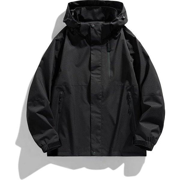 Chaqueta De MontañA Para Exteriores De Primavera Y OtoñO Para Hombre, Chaqueta Con Capucha Informal, Holgada Y De Tres Capas Para Parejas 4XL Black-image