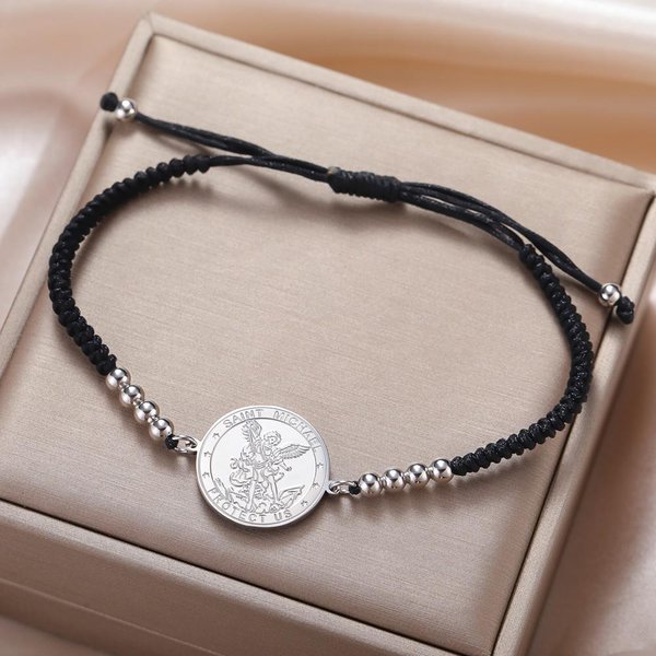 Dawapara Bransoletka ArchaniołA ŚWięTego MichałA Dwustronnie RzeźBiony Amulet Chroń Nas Modlitwa Amulet BiżUteria Ze Stali Nierdzewnej Beige-image
