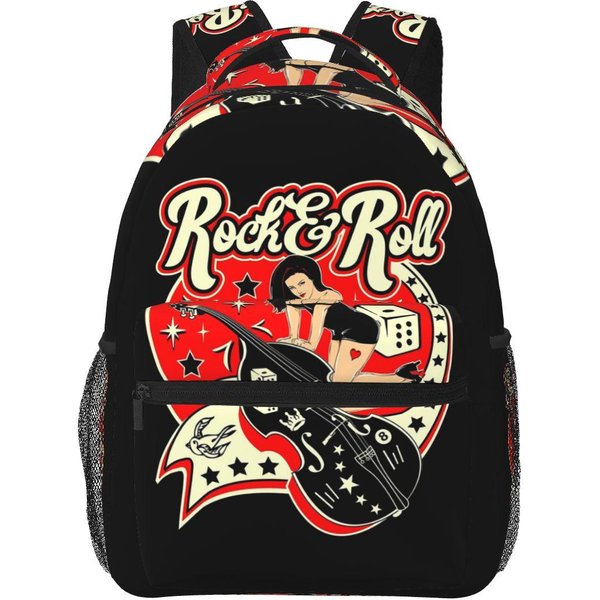 GóTico Rockabilly Rock And Roll Calavera Dados Rockeros Mochila Estudiante Bolso Escolar Mochila De DíA Para Hombres Mujeres Mochila Para Libros Bolsos De Hombro One Size-image