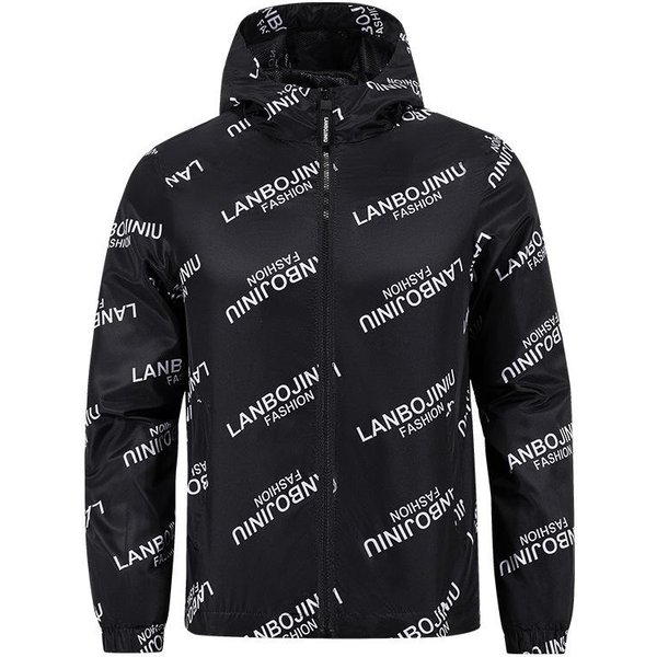 Chaqueta Deportiva Ropa De Hombre Primavera Y OtoñO Fina Para Exterior Correr Cortavientos Con Capucha Xxxxl Black-image