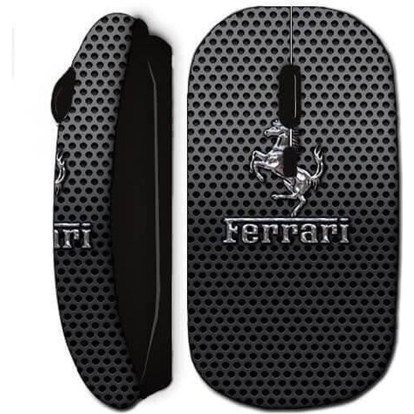 Mysz Bezprzewodowa - Ferrari - Efekt Metaliczny - Czarna - Usb Wifi - Kompatybilna Z Mac I Pc-image