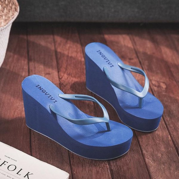 Letnie Buty Damskie Klapki PlażOwe SandałY Na Platformie SandałY Na Wysokim Obcasie Jednokolorowe Klapki Na Deskorolkę Damskie Obcasy 36-image