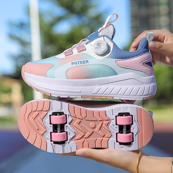 Zapatos Nuevos Runaway NiñAs Y NiñOs Estudiantes Zapatos De Polea De 4 Ruedas Patines Para Principiantes Con Ruedas Zapatillas 40 White-image