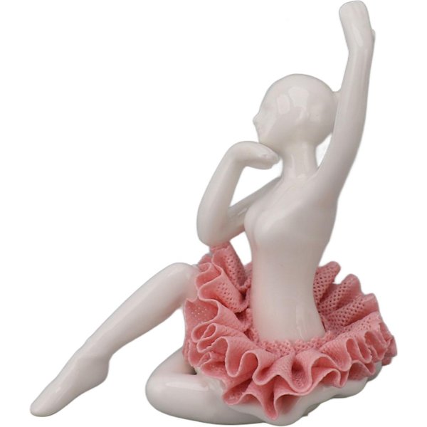 Figura De NiñA Bailarina CeráMica Figura De NiñA De Ballet Escultura Estatua De Bailarina De Ballet DecoracióN De Escritorio EstanteríA Rosa-image